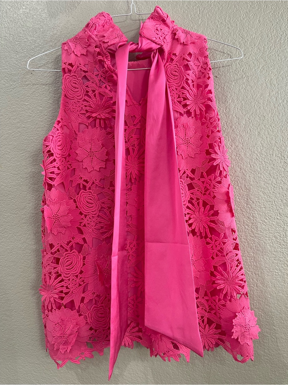 Tuckernuck Pink Lace Top Back Bow Women's Medium Romantic Feminine Blouse - Picture 4 of 11